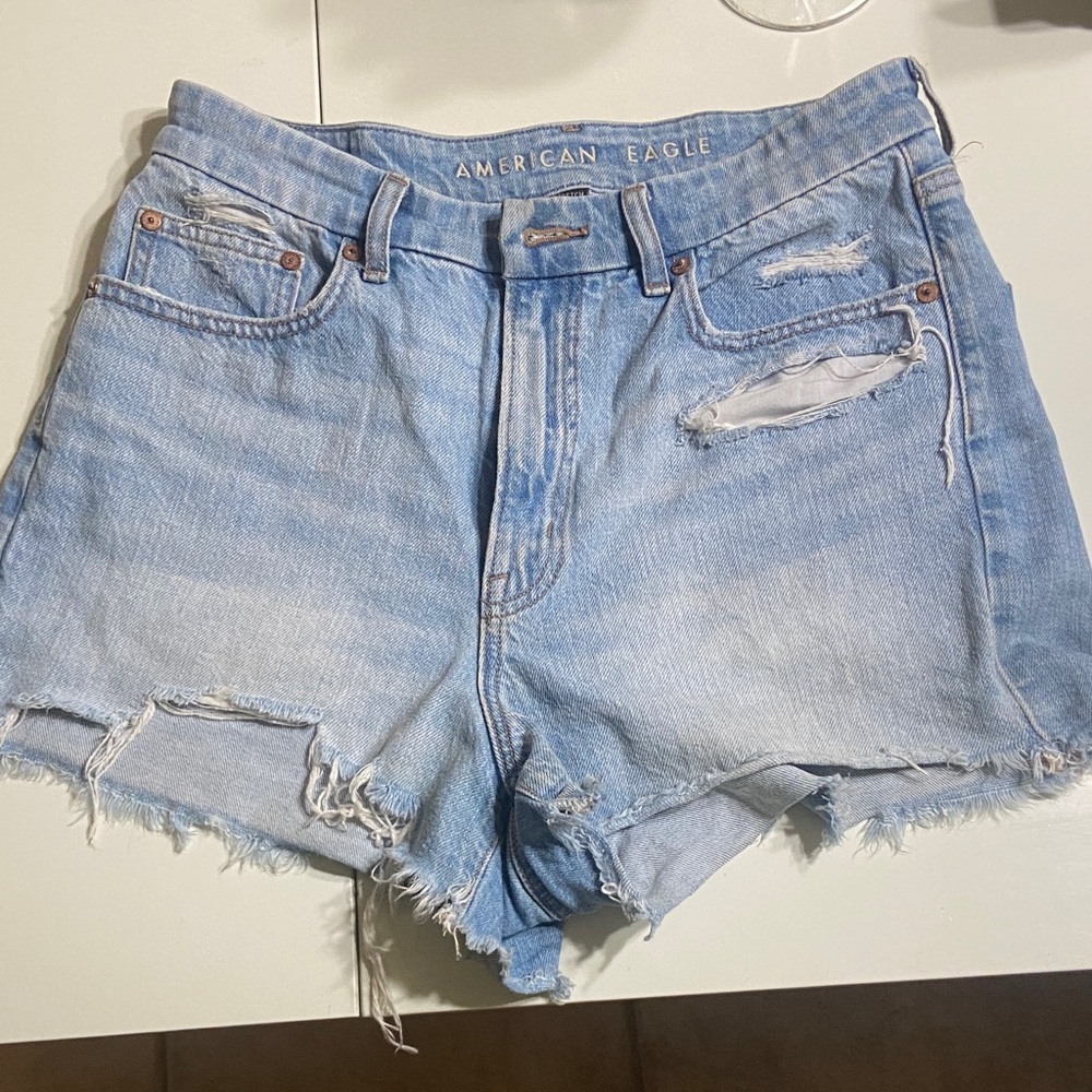American Eagle Outfitters Light Blue Distressed Denim Cutoff Shorts - Women